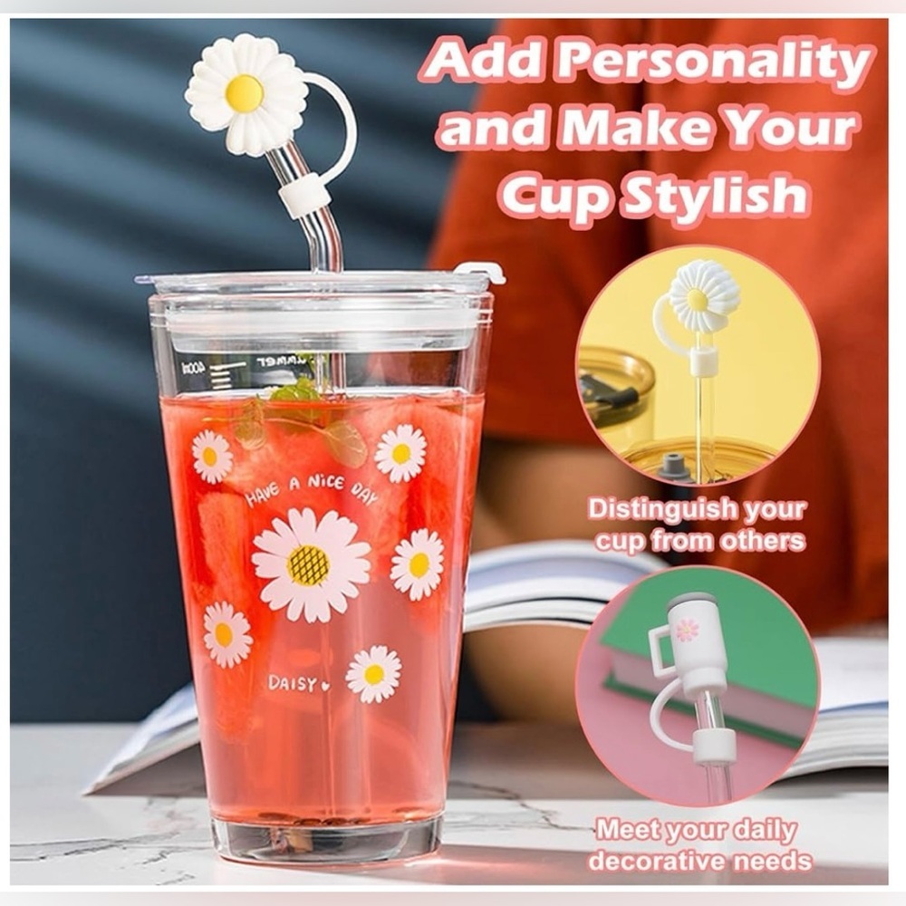 8PC Stanley Cup accessories Reusable Straw Cover- Top, Food Grade Silicone🌸​​